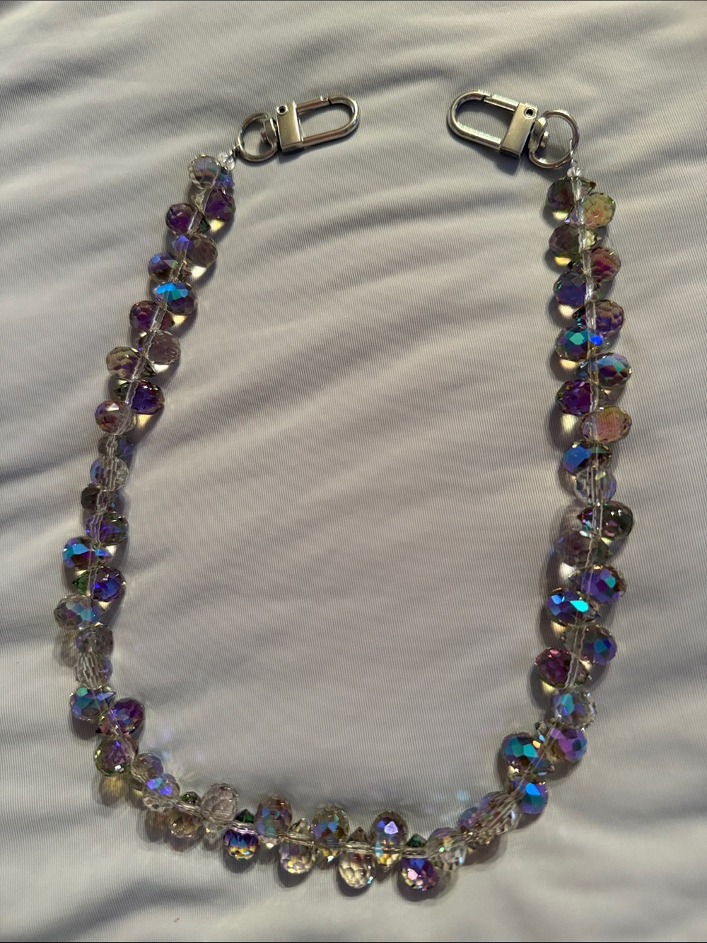 Aurora Crystal Bead Bag Chain- Iridescent Purple Accent